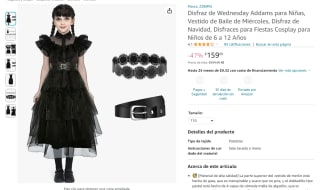 Disfraz de Merlina para Niñas por $159 en Amazon