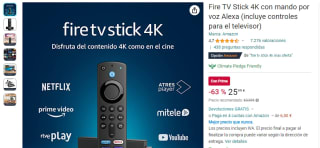 Fire TV Stick 4K con mando por voz Alexa por 25,99€