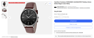 Reloj Hamilton Hombres H38525881 JAZZMASTER Thinline 40mm por 316,99€