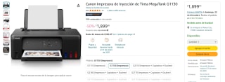 Impresora Canon MegaTank G1130 por $1,899 | Descuento Amazon