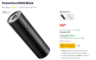 Anker PowerCore 5000 - Mobiele oplader voor €14,99 bij Bol.com