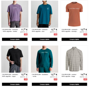 Rebajas hasta 85% descuento en ropa Calvin Klein