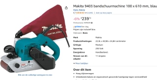 Makita bandschuurmachine 9403 - 100mm voor €239,72 bij Amazon