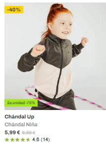 2 chándals infantiles de niña por 7,79€ en Sprinter