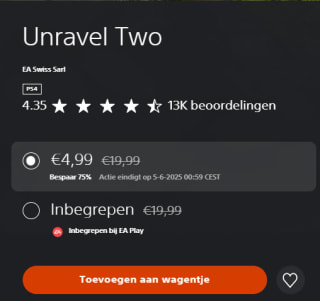 Unravel Two voor €4,99 in de Playstation Store