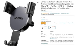 UGREEN Auto Telefoonhouder Air Vent Auto Telefoon Stand Zwaartekrach Compatibel met iPhone 15 14 Pro Max Mini 13 12 11 X Galaxy S23 Ultra Redmi Note 10 Pro. Aluminium (Zwart)