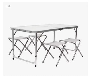 Mesa para Acampada 120x60x70cm Incluye 4 Taburetes y Plegable por 35.7€ (Cuenta Nueva 25.7€)