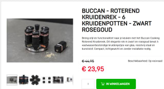 Buccan - Roterend kruidenrek - 6 kruidenpotten - zwart rosegoud voor €23,95 bij Dagknaller