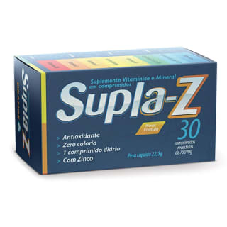 Suplemento Supla Z de 600mg com 30 Comprimidos - R$ 1,99