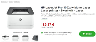HP LaserJet Pro 3002dw voor €189,37 bij Proshop