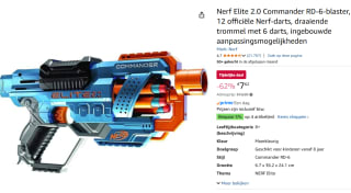 Nerf Elite 2.0 Commander RD-6-blaster, met 12 officiële Nerf-darts voor €7,62 bij Amazon