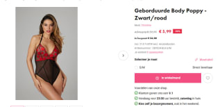 Geborduurde Body Poppy -Zwart/rood voor €5,99 bij EasyToys