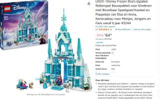 LEGO Disney Princess Elsa's ijspaleis 43244 voor €64,99 bij Amazon