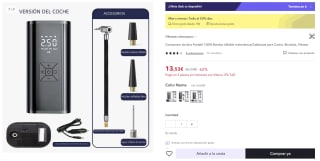 Compresor de Aire Portátil 120W por 13,53€ (cuenta nueva por 8,11€)