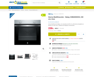 Horno Multifunción Balay 3HB4000X2 60 cm Inox por 239€