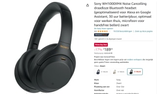 Sony WH-1000XM4 - Draadloze over-ear koptelefoon voor €189,05 bij Amazon