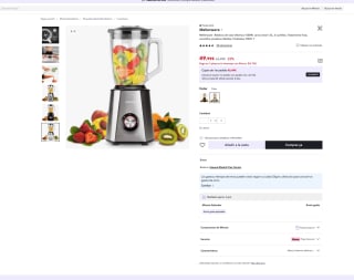 Batidora Mellerware de vaso eléctrica 1500W Jarra cristal 1,5L, 6 cuchillas por 49,99€ (Nuevos usuarios por 37,99€)