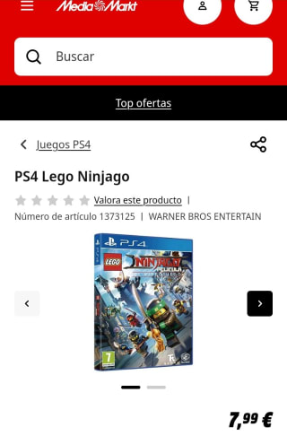 Lego Ninjago PlayStation 4 por 7,99€.