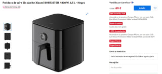 Freidora de aire Xiaomi Smart Air Fryer 6.5L, 1800W + 13,80€ cheque Ahorro por 69€