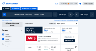 Vuelos ida y vuelta a Pisa por 34€