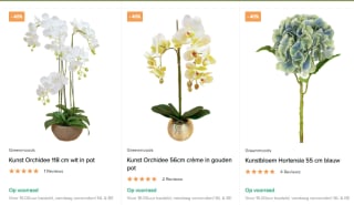 40% korting op kunstplanten en kunstbloemen in de sale bij Easyplants