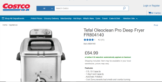 Tefal Oleoclean Pro Deep Fryer FR804140 – £49.99