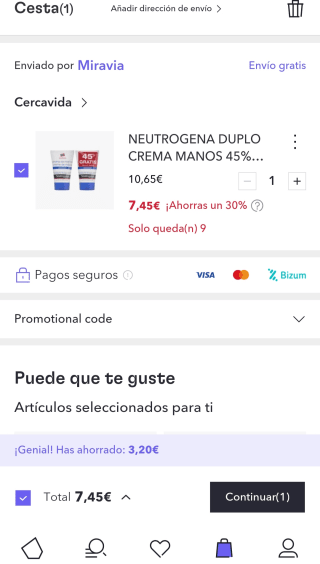 Pack 2 neutrogena crema de manos por 7,45€