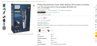 Recortadora Philips Beardtrimmer Serie 3000 por 15.98€
