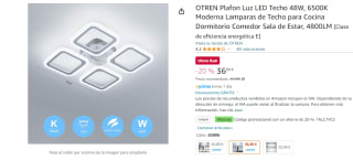 Plafon Led OTREN 48W, 6500K, 4800 lúmenes por 29,51€