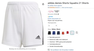 adidas Squadra Training Short Dames voor €10,95 bij Amazon