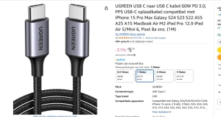 UGREEN USB C naar USB C kabel 60W PD 3.0, PPS voor €5,75 bij Amazon