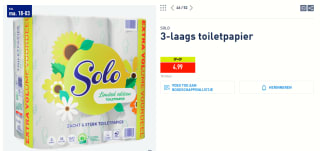 SOLO 3-laags toiletpapier voor €4,99 bij de Aldi