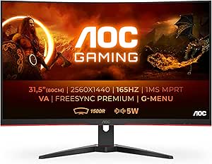 AOC Monitor CQ32G2SE de 31,5" LED QuadHD 165Hz FreeSync Premium Curva por 199,99€