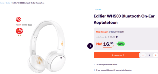 Edifier WH500 - Bluetooth On-ear koptelefoon - Wit voor €16,95 bij ibood