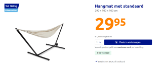 Hangmat met standaard en wieltjes voor €29,95 in de Action webshop