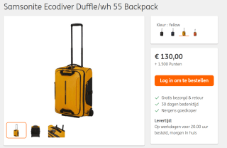 Samsonite Samsonite Ecodiver trolley 55 cm voor €130,- + 1500 ING rentepunten