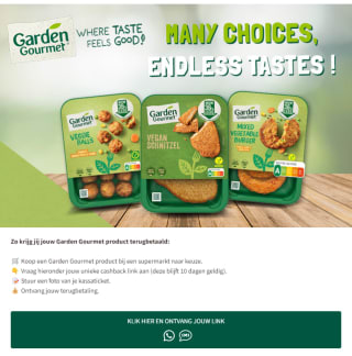 Gratis Garden Gourmet product door 100% cashback
