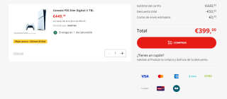 Consola PS5 Slim Digital por 399€