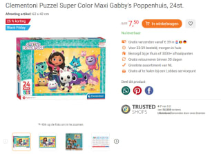 Clementoni Puzzel Super Color Maxi Gabby's Poppenhuis, 24st. voor €7,50 bij Lobbes