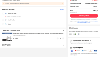 ANYCUBIC Kobra 3 Combo Impresora 3D FDM multicolor Máx 600 mm/s Velocidad de impresión Tamaño de construcción 250x250x260 mm por solo 273,17€