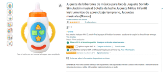 juguete de biberones de música para bebés por 4,31€