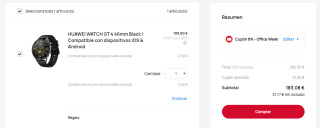 HUAWEI WATCH GT 4 46mm Black + HUAWEI FreeBuds SE 2 por 183,08€