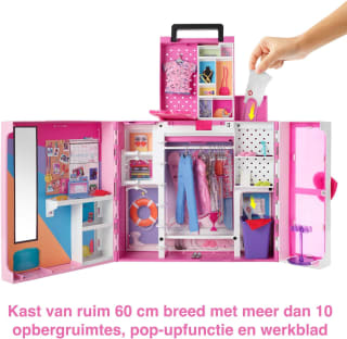 Barbie Droom Kledingkast met Barbie pop voor €36,99 bij Amazon