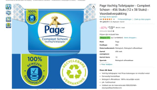 12x 38 stuks Page vochtig toiletpapier voor €13,49 bij Amazon en Bol