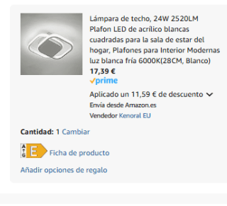 Lámpara de techo, 24W 2520LM Plafon LED luz blanca fría 6000K 28cm por 17,39€