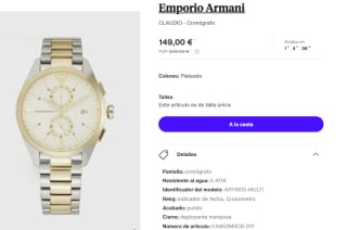 Reloj Cronografo de Hombre Emporio Armani CLAUDIO por 149€