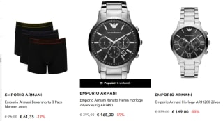 15% extra korting op alles van Emporio Armani kleding & accessoires tot 75% korting bij Secret Sales