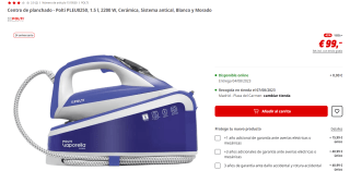 Polti PLEU0250 - Centro de planchado de 1.5 l, 2200 W, Cerámica, Sistema antical por 99€