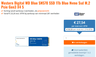 WD Blue SN570 1TB - SSD voor €33,32 bij Discountoffice