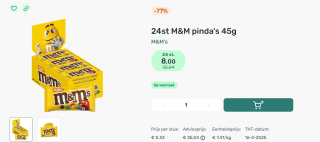 M&M's Pinda Single - 24 x 45g voor €8 bij Foodello